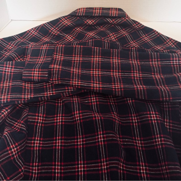 Simisue Women's Red Blue Plaid Button Up Laced Ties at Sides Medium Runs Larger - Picture 14 of 16